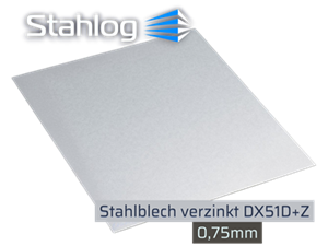 Verzinktes Stahlblech DX51D‑Z 0,75 mm – glatte, silberne Oberfläche, korrosionsbeständig, ideal für individuelle Zuschnitte