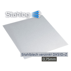 Verzinktes Stahlblech DX51D‑Z 0,75 mm – glatte, silberne Oberfläche, korrosionsbeständig, ideal für individuelle Zuschnitte
