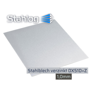 Verzinktes Stahlblech DX51D‑Z 1,0 mm – glatte, silberne Oberfläche, korrosionsbeständig, ideal für individuelle Zuschnitte