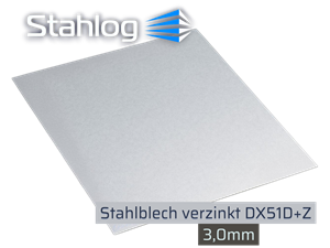 Verzinktes Stahlblech DX51D‑Z 3,0 mm – glatte, silberne Oberfläche, korrosionsbeständig, ideal für individuelle Zuschnitte