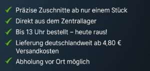 Stahlog- Präzise Blech Zuschnitte, direkt aus dem Zentrallager, Bis 13 Uhr bestellt – heute raus! ,Lieferung ab 4,80 €, Abholung vor Ort